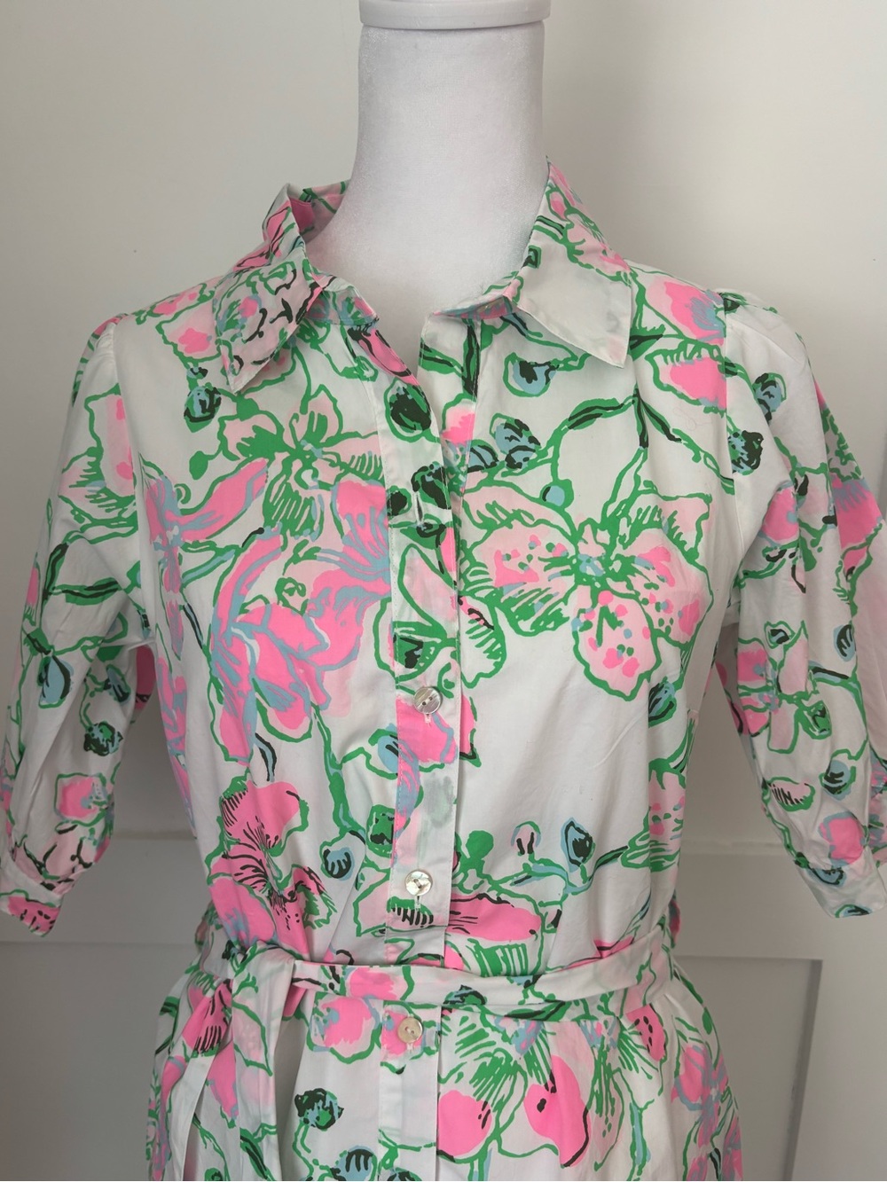 Lilly Pulitzer Pink & Green Sashria Floral Button-Front Midi Dress size 4 NWT - Picture 9 of 13
